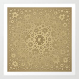 Lucky Chinese coins pattern pastel gold Art Print | Doublehappiness, Asian, Decorative, Eastern, China, Oriental, Fengshui, Chinesepattern, Graphicdesign, Orientalpattern 