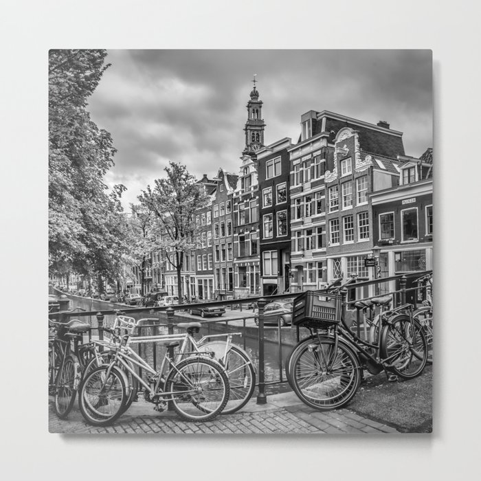 AMSTERDAM Flower Canal black & white Metal Print