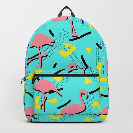 Flamingos Memphis #society6 #decor #buyart Backpack