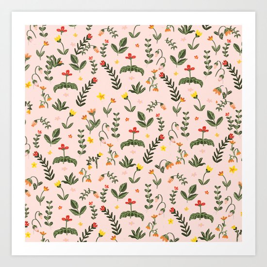 Bright Pink Floral Garden Art Print