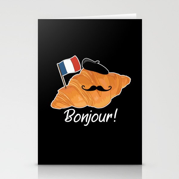 Bonjour French Croissant France Lover Stationery Cards
