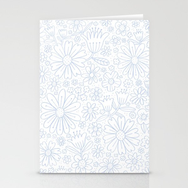 Blue Daisy Floral Pattern Stationery Cards