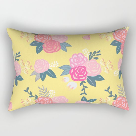 Sweet Roses on Yellow Rectangular Pillow