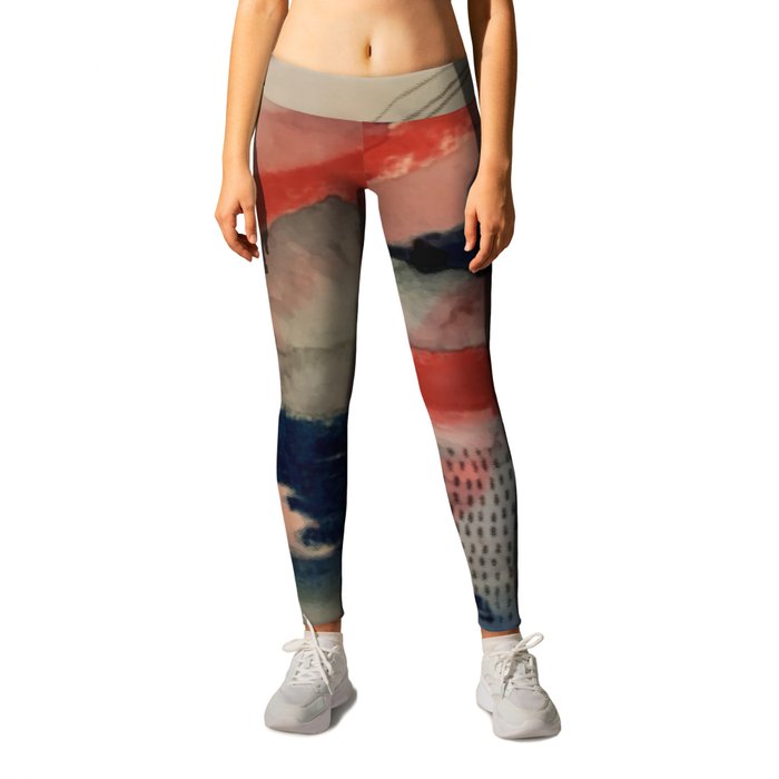 Independent: a red and blue abstract watercolor Leggings