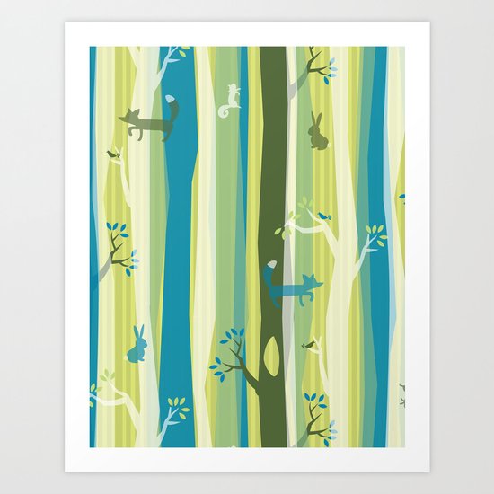 Woodland Stripe Art Print