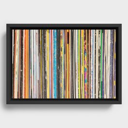 Vintage Used Vinyl Rock Record Collection Abstract Stripes Framed Canvas