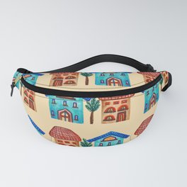 Hand Painted Watercolor Tropical Houses 2 Fanny Pack