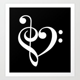 Sol Key music notes - Love - Heart Art Print