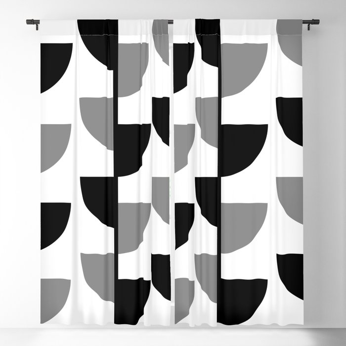 Climbing High - Black & Grey on White - Slices Series Blackout Curtain