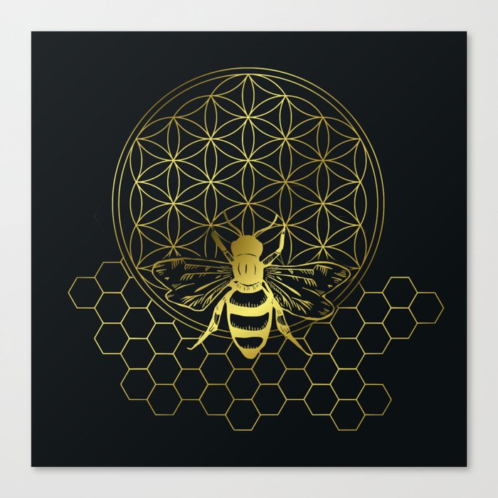 Honey Bee Flower of Life Canvas Print