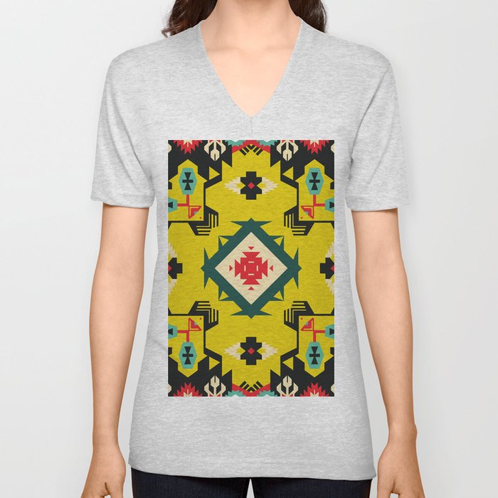 Floral shawl design. Square ornament with decorative flowers and paisley. Indian batik. Stylized flowers and paisley. Indonesian batik V Neck T Shirt