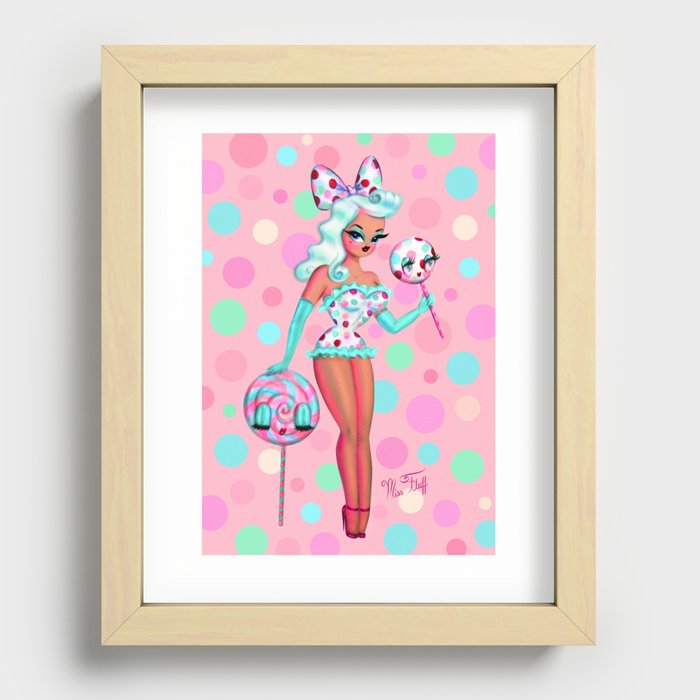 Polka Dot Lollipop Doll Caramel Recessed Framed Print