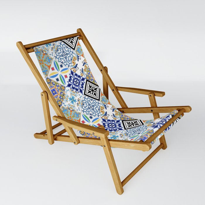 Tiles,mosaic,azulejo,quilt,Portuguese,majolica, Sling Chair
