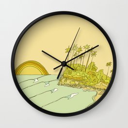 california surf view swamis // retro surf art by surfy birdy Wall Clock
