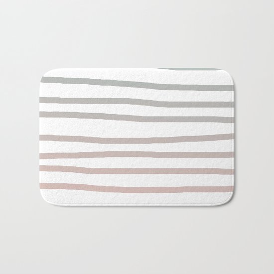 Simply Drawn Stripes in Coral Peach Sea Green Gradient Bath Mat