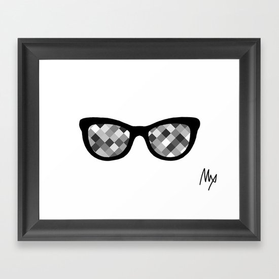 Diamond Eyes Black and White Framed Art Print