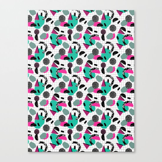 Cha Ching - abstract throwback memphis retro 80s 90s pop art grid shapes Canvas Print