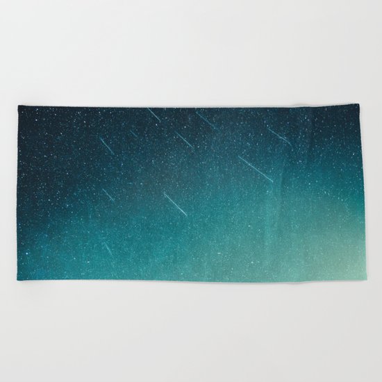 night of falling stars Beach Towel