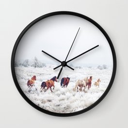 Winter Horses Wall Clock