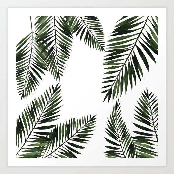 Watercolor tropical palm leaves Art Print by lavieclaire | Society6