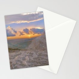 THE STORM | sea | ocean | waves | sky |  seascape | blue | summer | glitter | sparkle | nature Stationery Card