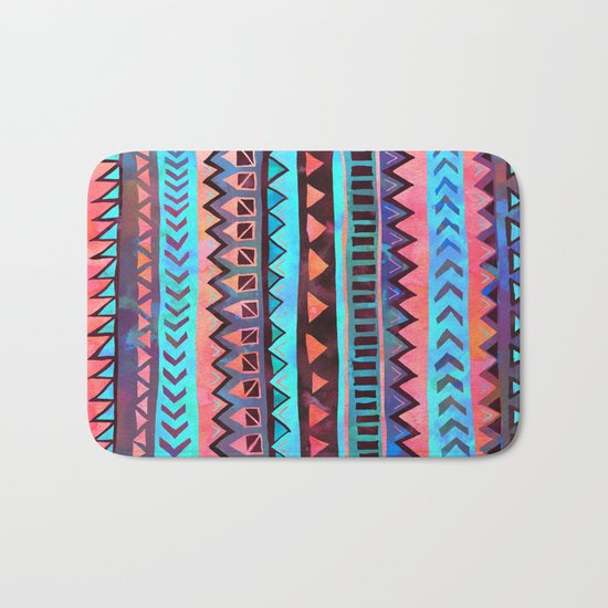 PATTERN {Tribal Stripe- Aqua} Bath Mat