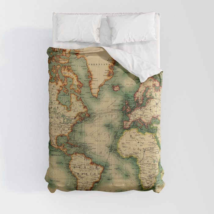 Vintage Map of The World (1911) - Stylized Comforter
