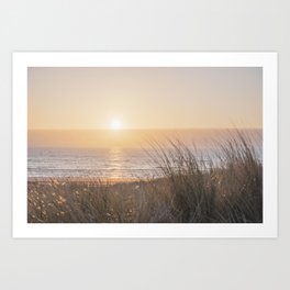 Coastal sunset in Italy - Dreamy soft pink beach - nature and travel photography Art Print