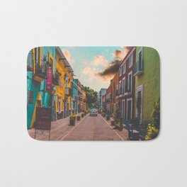 Mexico Photography - Colorful Street In Mexico Bath Mat