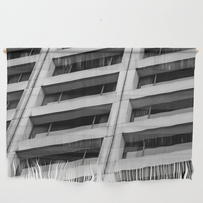 Black and White Apartment Windows Wall Hanging