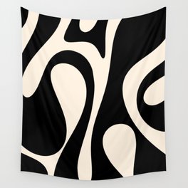 So Mod Retro Minimalist Abstract Pattern in Black and Almond Cream Wall Tapestry