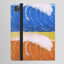 Califorinia extreme surfing big wave multi-color collage with surfer landscape painting iPad Folio Case