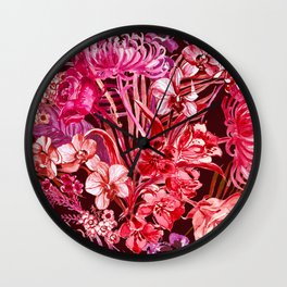 lush lipstick colored tropical floral Wall Clock