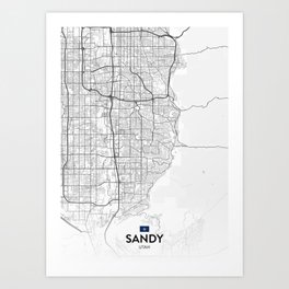 Sandy, Utah, United States - Light City Map Art Print