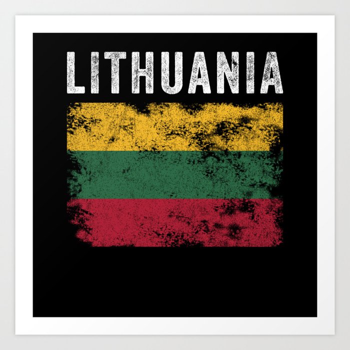 Lithuania Flag Vintage - Lithuanian Flag Art Print