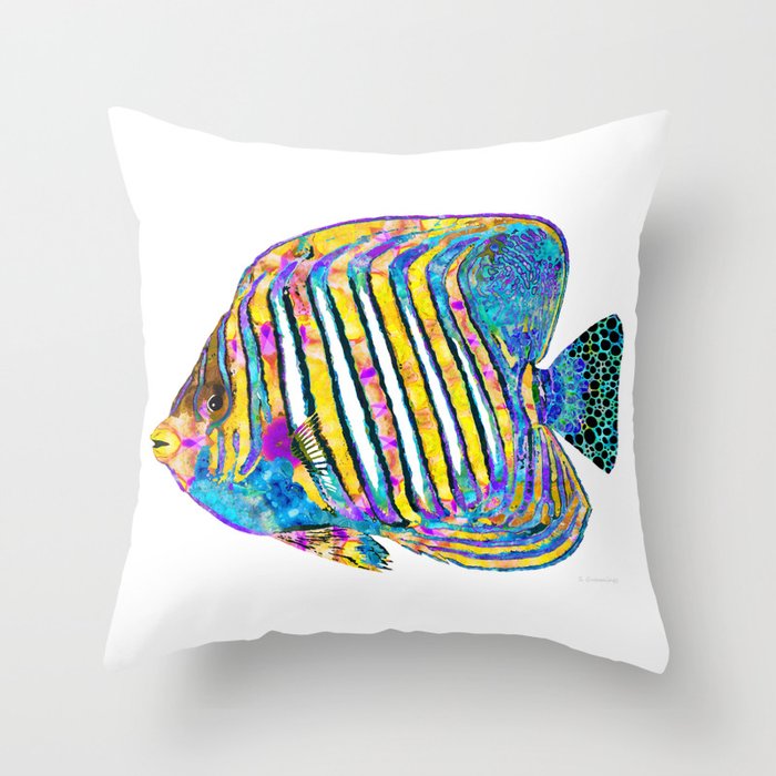 Colorful Angelfish Art - Beach Queen - Sharon Cummings Throw Pillow
