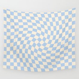 Check II - Baby Blue Twist — Checkerboard Print Wall Tapestry
