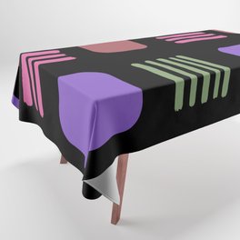 Mid-Century Modern Squares Lines Black Colorful 4 Tablecloth