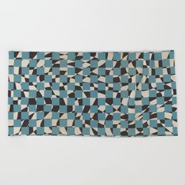 Abstract checked blue and black Beach Towel