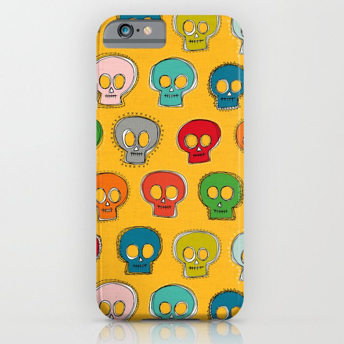 sew skully yellow iPhone Case