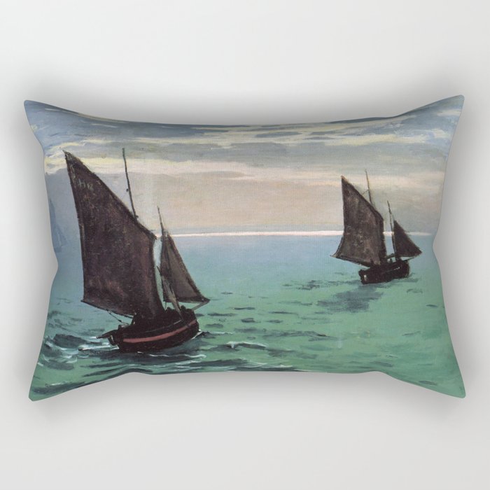 Fishing Boats at Sea by Claude Monet 1868 Rectangular Pillow