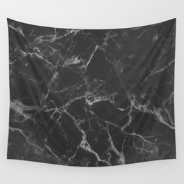 Washed Black and White Cracked Marble Stone Wall Tapestry
