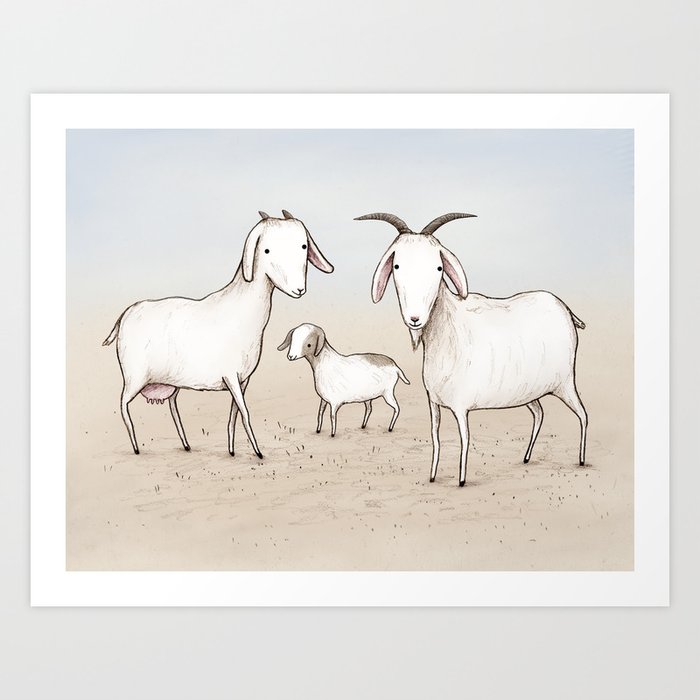 Wild Goat Family Art Print