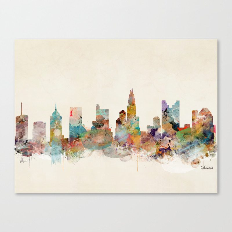 Columbus Ohio Skyline Canvas Print By Bribuckley Society6