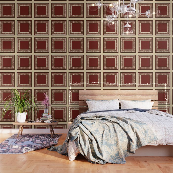 Oriental rug beige and red Wallpaper