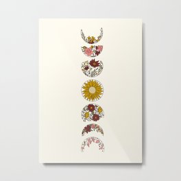 Floral Phases of the Moon Metal Print