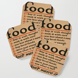 Vintage poster - Don't Waste Food Coaster