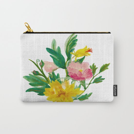 Watercolor Bouquet of Yellow and Purple Peonies Carry-All Pouch
