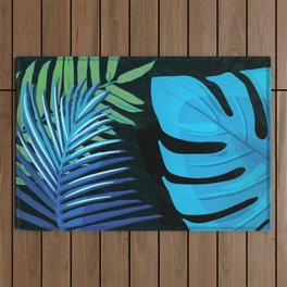TROPICAL LEAVES & BLACK no3c1 Outdoor Rug