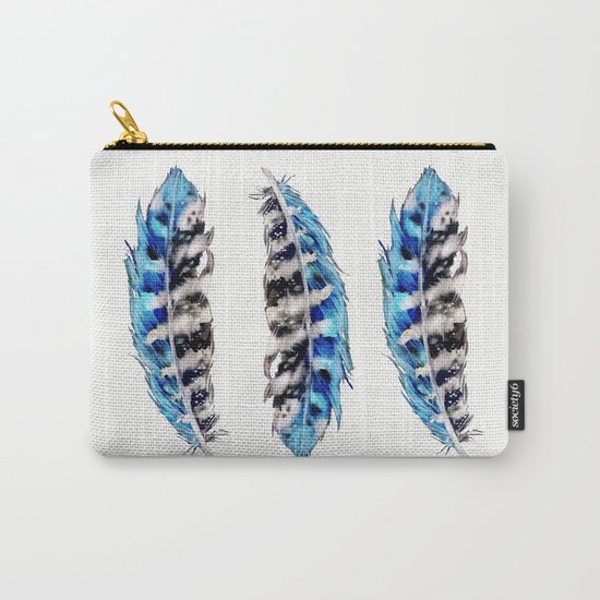 Three Feathers Watercolor Carry-All Pouch